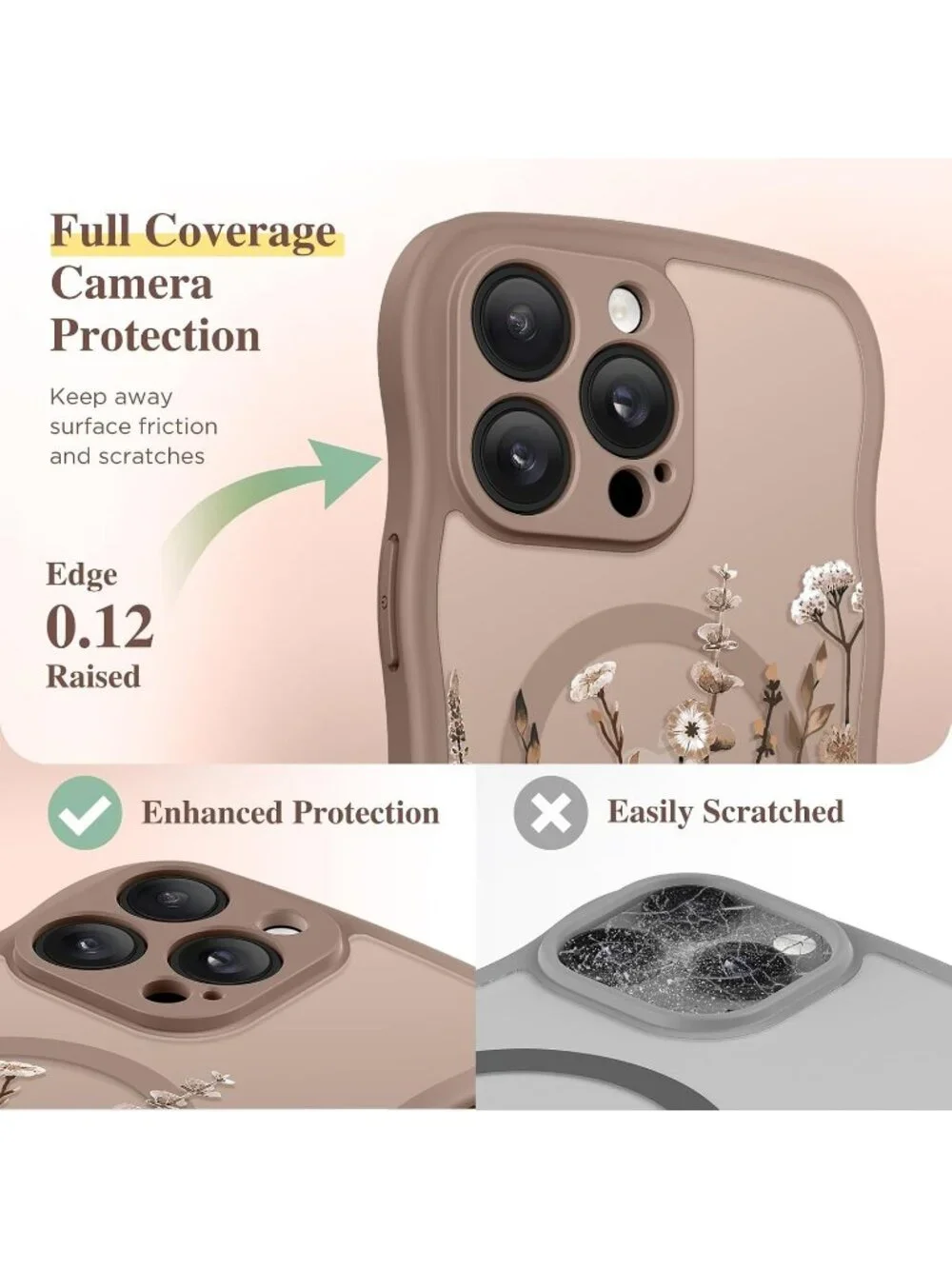 iPhone 14 Pro Floratopia/Brown Compatible with MagSafe Floral Translucent Case